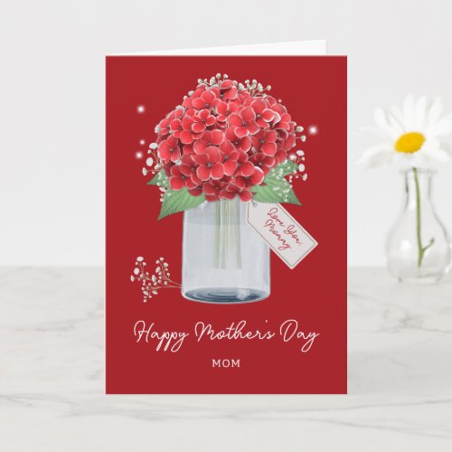 Unique Red Floral Happy Mothers Day Card