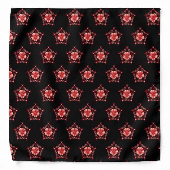 Unique Red Flower Bandana (Front)