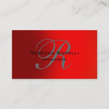 Unique Red Gray Monogram Manager Business Card by hizli_art at Zazzle
