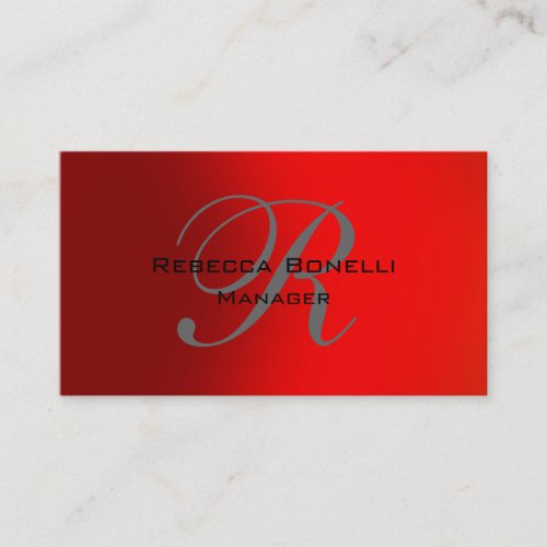 Unique Red Gray Monogram Manager Business Card