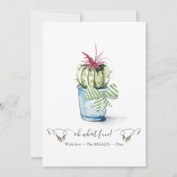 Unique Red & Green Cute Cactus Christmas Holiday Card by VGInvites at Zazzle