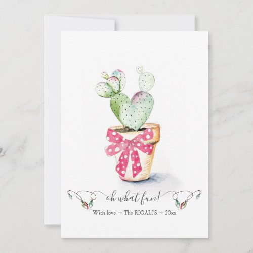 Unique Red  Green Cute Cactus Christmas Holiday Card