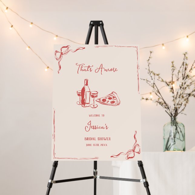 Unique Red Hand Drawn Bridal Brunch That's Amore Foam Board (In Situ (Stand))