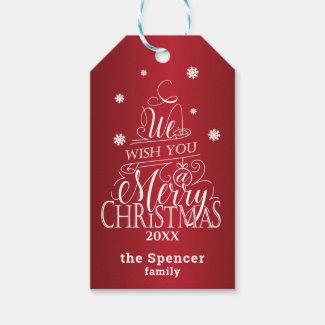 Unique, Red, Merry Christmas family greeting 