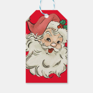 Unique Red Retro Christmas Santa  Gift Tags