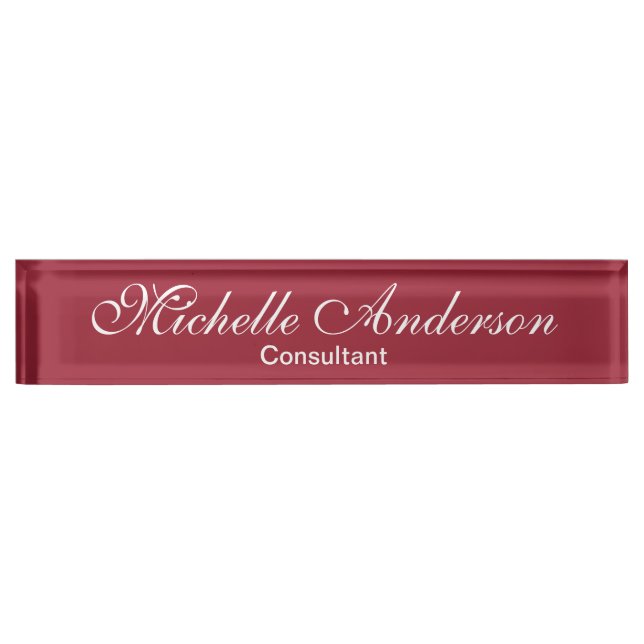 Unique Red Rose Script Consultant Nameplate (Front)