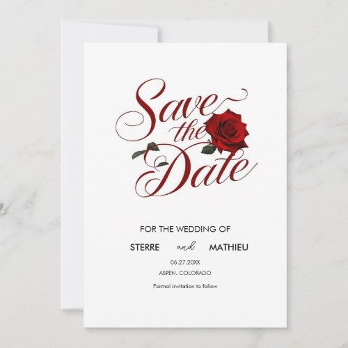 Unique Red Rose Wedding Save The Date