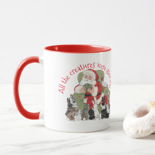 Unique Red Santa Bunny Rabbit Vintage Christmas Mug