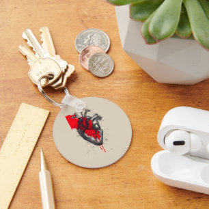 Unique Red Splatter Human Heart Keychain