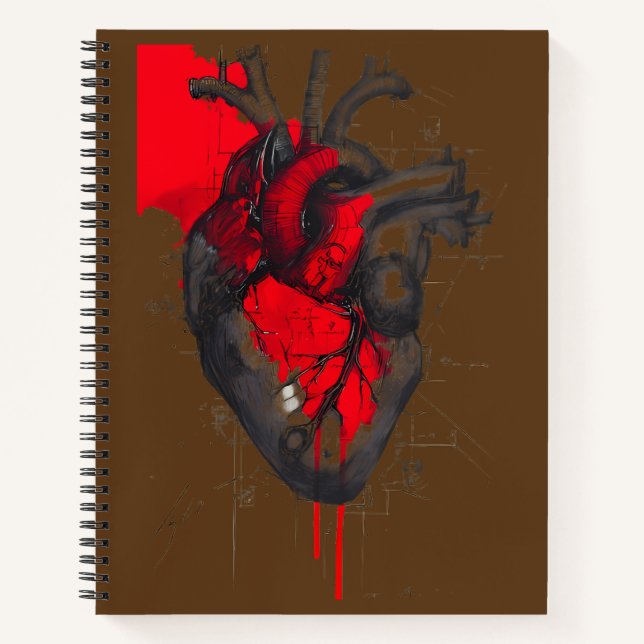 Unique Red Splatter Human Heart Notebook (Front)