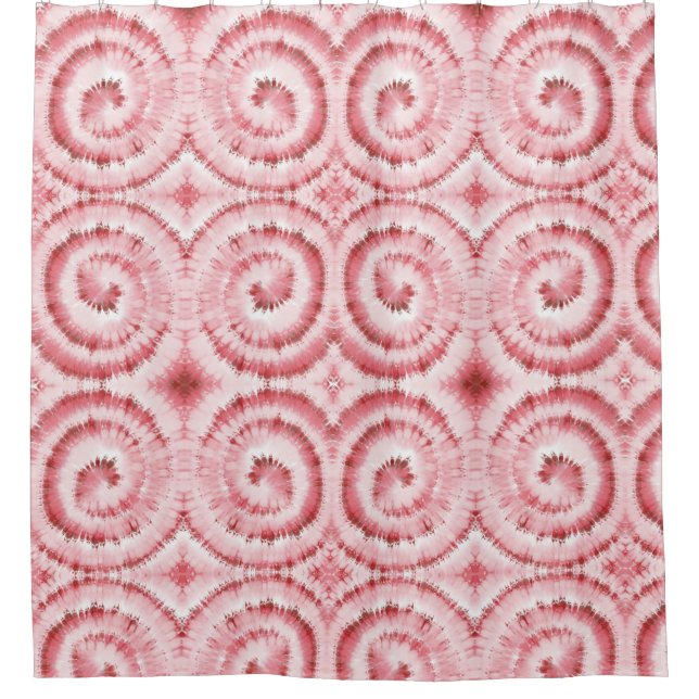 Unique Red Swirl Pattern Shower Curtain (Front)