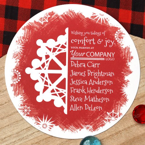 Unique Red Turquoise White Business Holiday Card