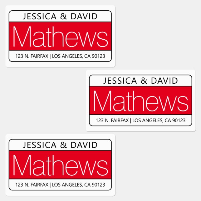 Unique Red White & Black Waterproof Labels (Group)