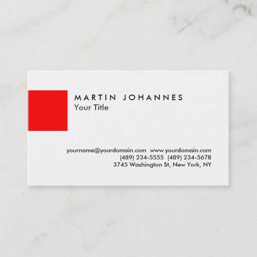 Unique red white professional business card