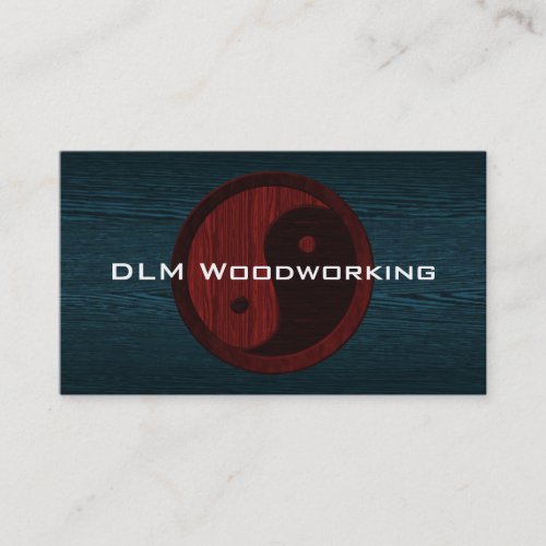 Unique Red Wood Yin Yang Contractor Business Card