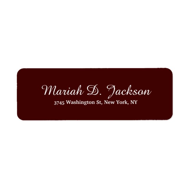 Unique Reddish Brown Class Script Creative Plain Label (Front)