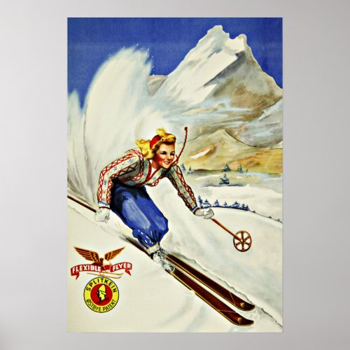 Unique Resorts Ski Vintage Travel Poster