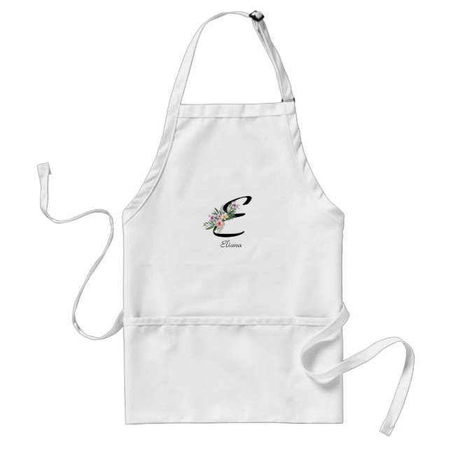Unique Retirement Present Minimalist Floral Style Adult Apron (Front)