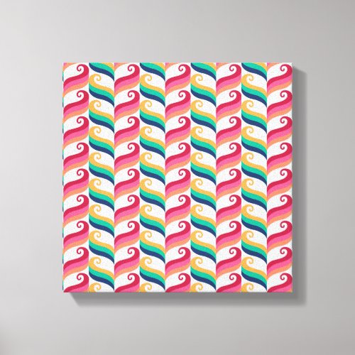 Unique Retro Abstract Colorful Swirls Pattern Canvas Print