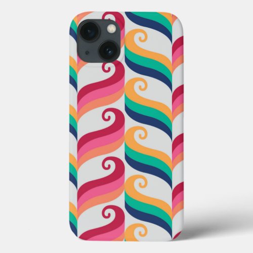 Unique Retro Abstract Colorful Swirls Pattern iPhone 13 Case