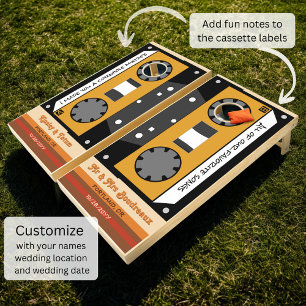 Unique Retro Cassette Tape Custom Music Wedding Cornhole Set