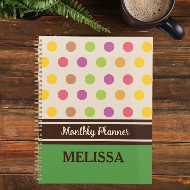 Unique Retro Colorful Dotted Green Background  Planner (Creator Uploaded)