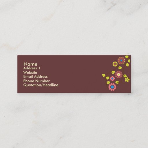 Customizable Unique Retro Flower contact Card Business Card