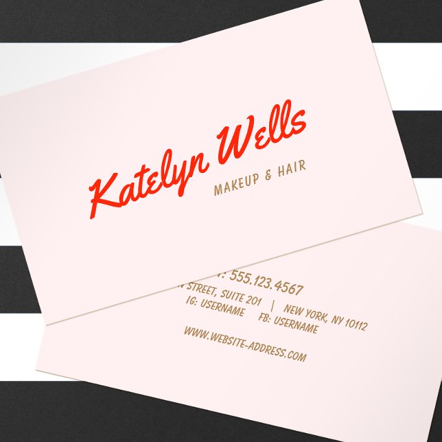 Unique Retro Handwritten Script Typography Pink Business Card (Creator Uploaded)