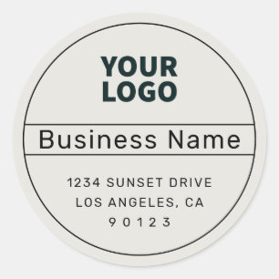 Unique Retro-Modern Address Black & Off White  Classic Round Sticker