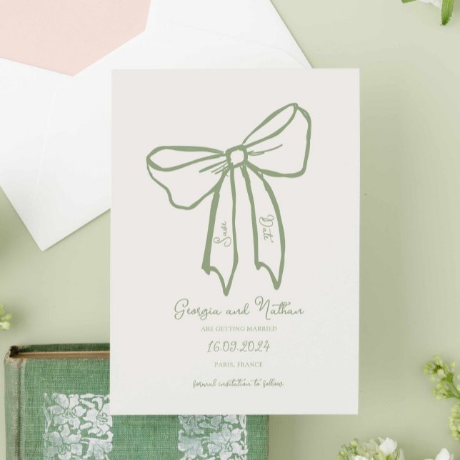 Unique Retro Sage Green Save the Date Invitation (Creator Uploaded)