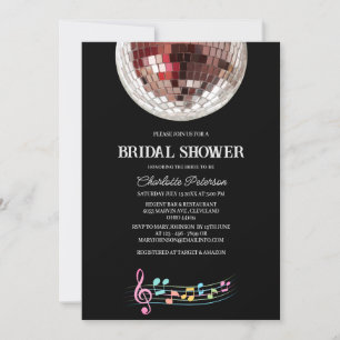 Unique Retro Style Disco Bridal Shower Invitation
