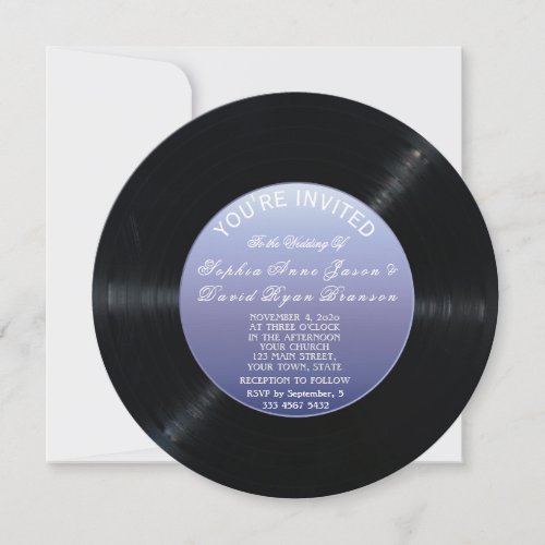Unique Retro Vinyl Record Wedding Invitation