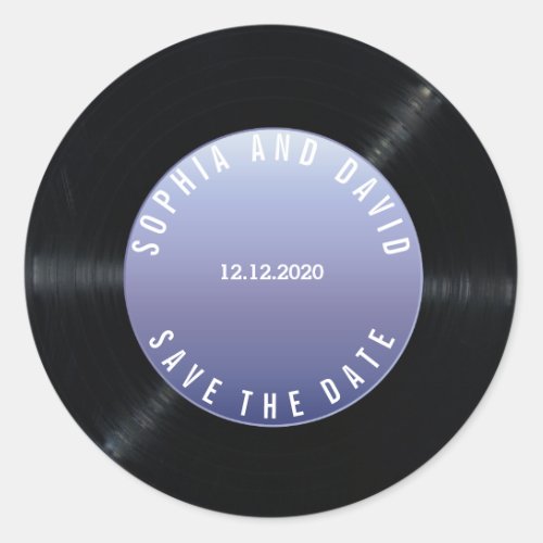 Unique Retro Vinyl Record Wedding SAVE THE DATE Classic Round Sticker