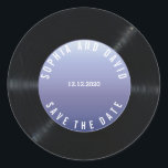 Unique Retro Vinyl Record Wedding SAVE THE DATE Classic Round Sticker<br><div class="desc">Unique design featuring real photo of a vinyl record. This rounded script and this beautiful gradient lavender background give a special touch to your retro music wedding theme. Matching invitation,  rsvp,  postage stamp and more,  can be found in Retro Vinyl Record Music Wedding Theme collection. See it below!</div>