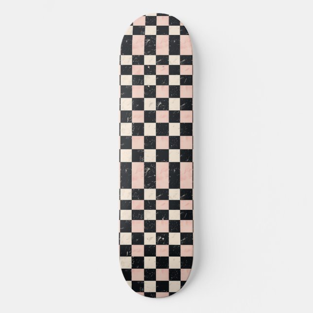 Unique Retro Y2K Checker Design Skateboard (Front)