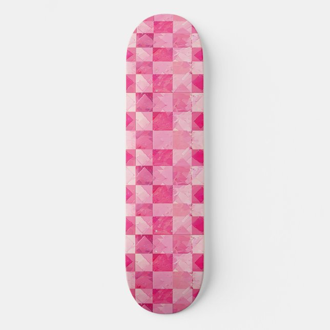 Unique Retro Y2K Checker Design Skateboard (Front)