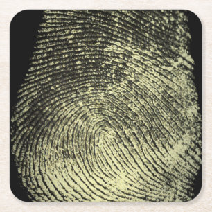 Unique Reversed Loop Fingerprint Art Square Paper Coaster
