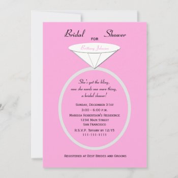 Unique Ring Bridal Shower Invitation On Pink by henishouseofpaper at Zazzle