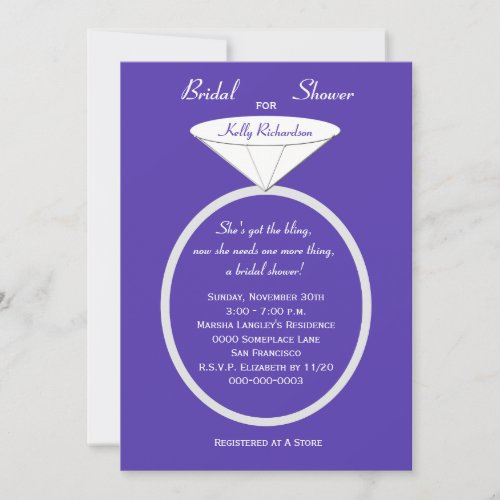 Unique Ring Bridal Shower Invitation on Purple