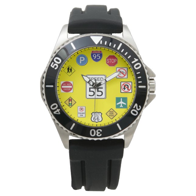 Unique Road Traffic Signs Themed Watch (Front)