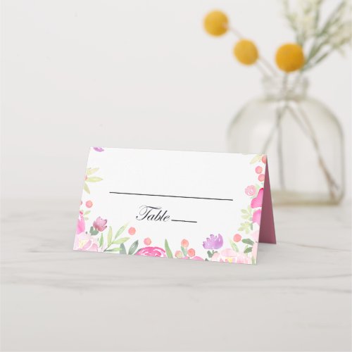 Unique Romantic Floral Wedding Place Card