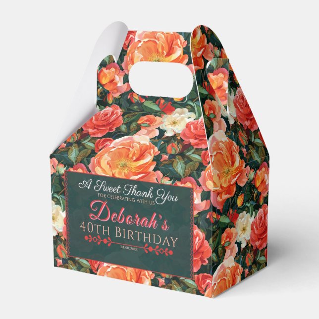 Unique Rose Birthday Favor Box For Candy Gifts (Front Side)