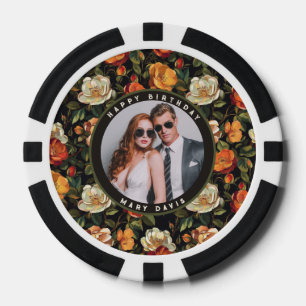 Unique Rose Floral Garden Birthday Party Poker Chips
