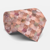 Unique Rose Gold Glitter Mermaid Scales Foil Neck Tie (Rolled)