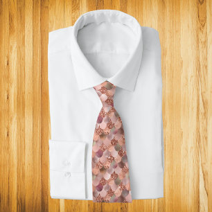 Unique Rose Gold Glitter Mermaid Scales Foil Neck Tie