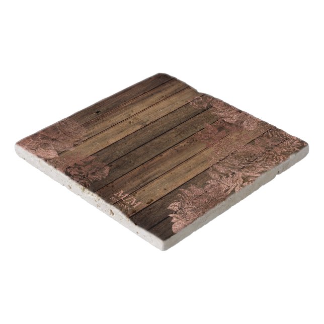 Unique Rose Gold Wood Lace-effect Pattern Trivet (Corner)