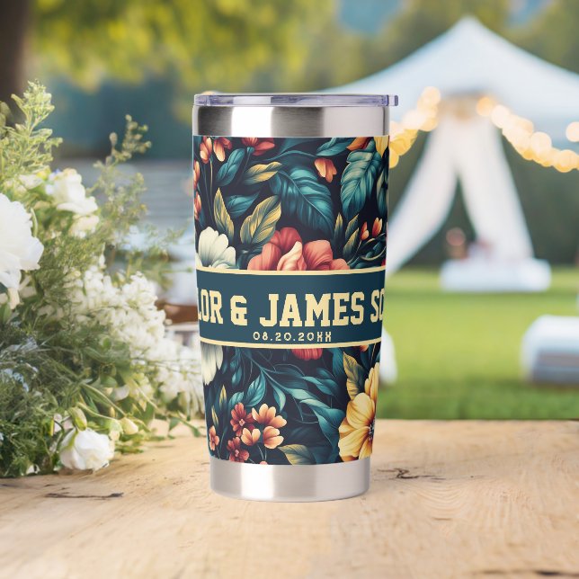 Unique Rose Travel Mug For Bridal Party Insulated Tumbler (Wedding)