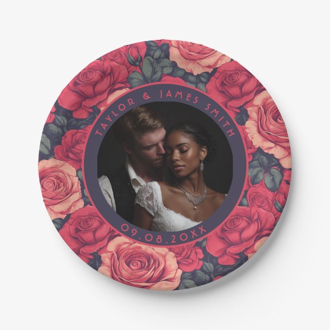 Unique Rose Wedding Plates For Bachelor Party (Front)