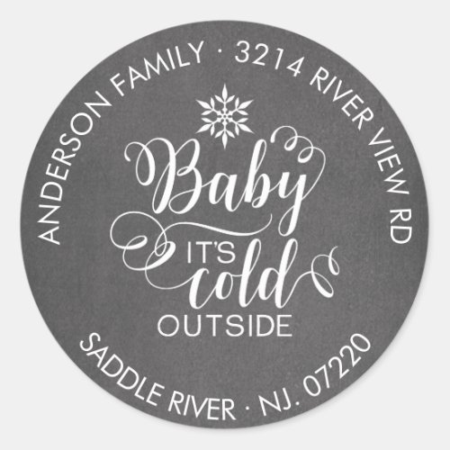 Unique Round Baby Its Cold Outside Return Address Classic Round Sticker