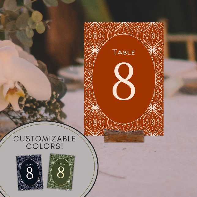 Unique Rust Orange Modern Tribal Pattern Table Number (Creator Uploaded)